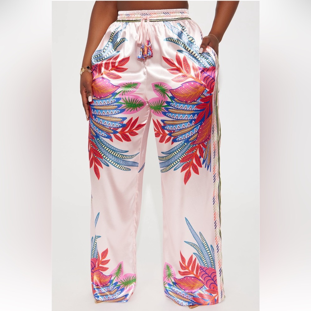 Floral Print Satin Pants